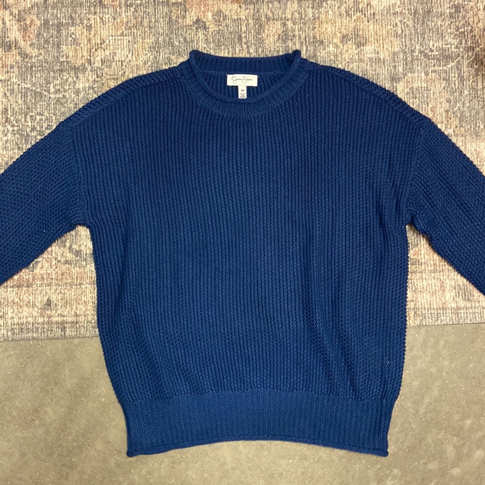 NAVY “JESSICA SIMPSON” CABLE KNIT SWEATER